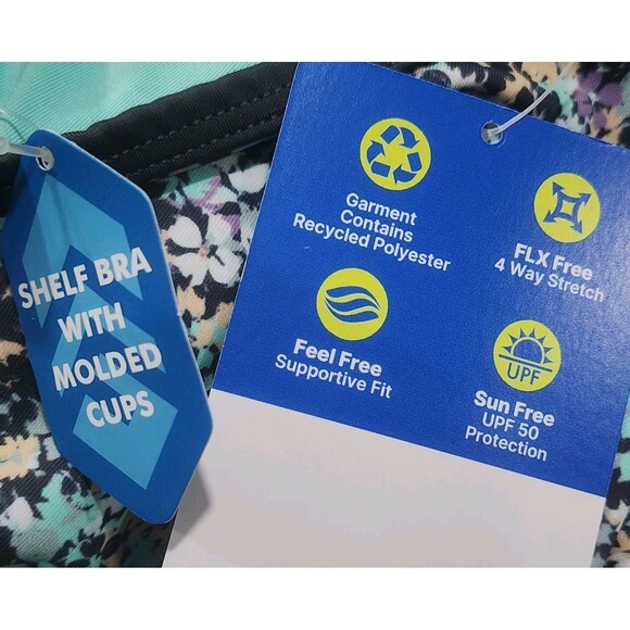 Free Country Women's Seaside Petals Full Side Shirring Tankini Top Sizes XLARGE - Picture 8 of 13